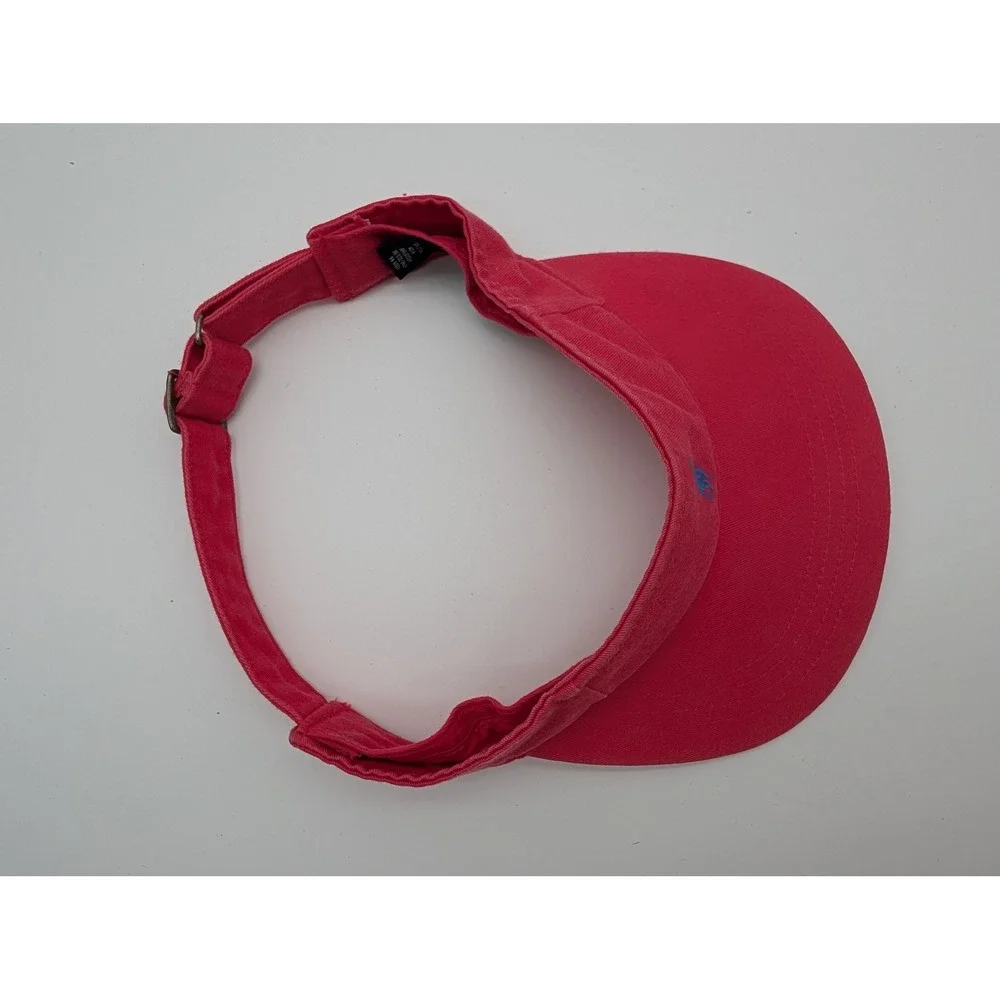 Polo Ralph Lauren Red Cotton Visor Blue Pony Logo Adjustable Hat One Size